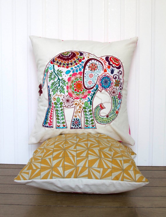 Elephant Pillow 12x12 Decorative Throw Pillow