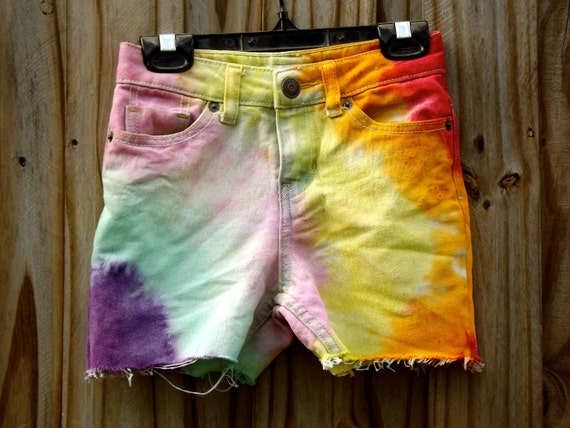 Kids Tye-Dye Rainbow High Waisted Shorts