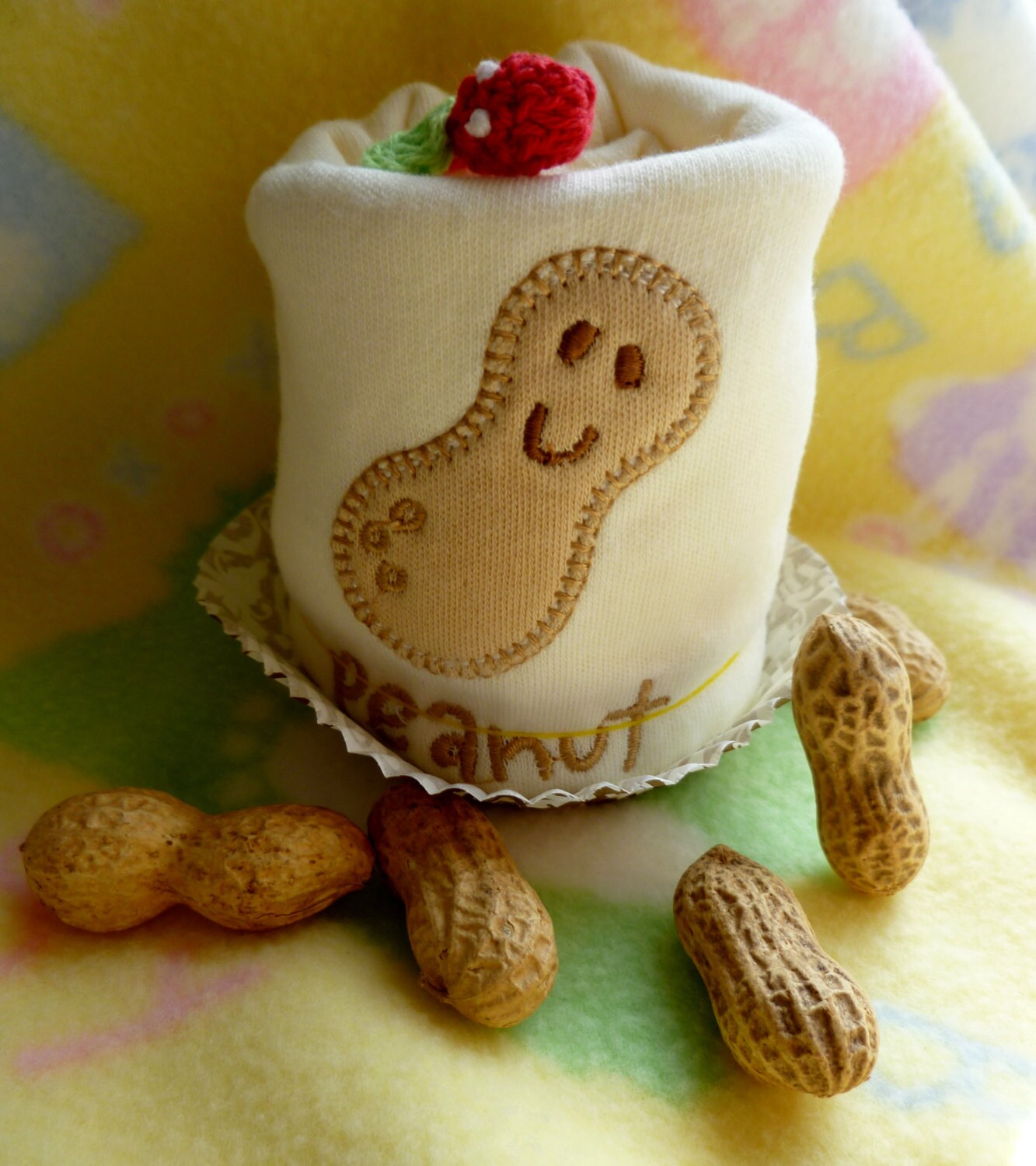 Peanut Baby Onesie..Peanut Appliqued Infant Bodysuit..Onesie