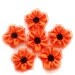 Handmade Neon Orange Medium Ribbon Flower Appliques Embellishments (6pcs)
