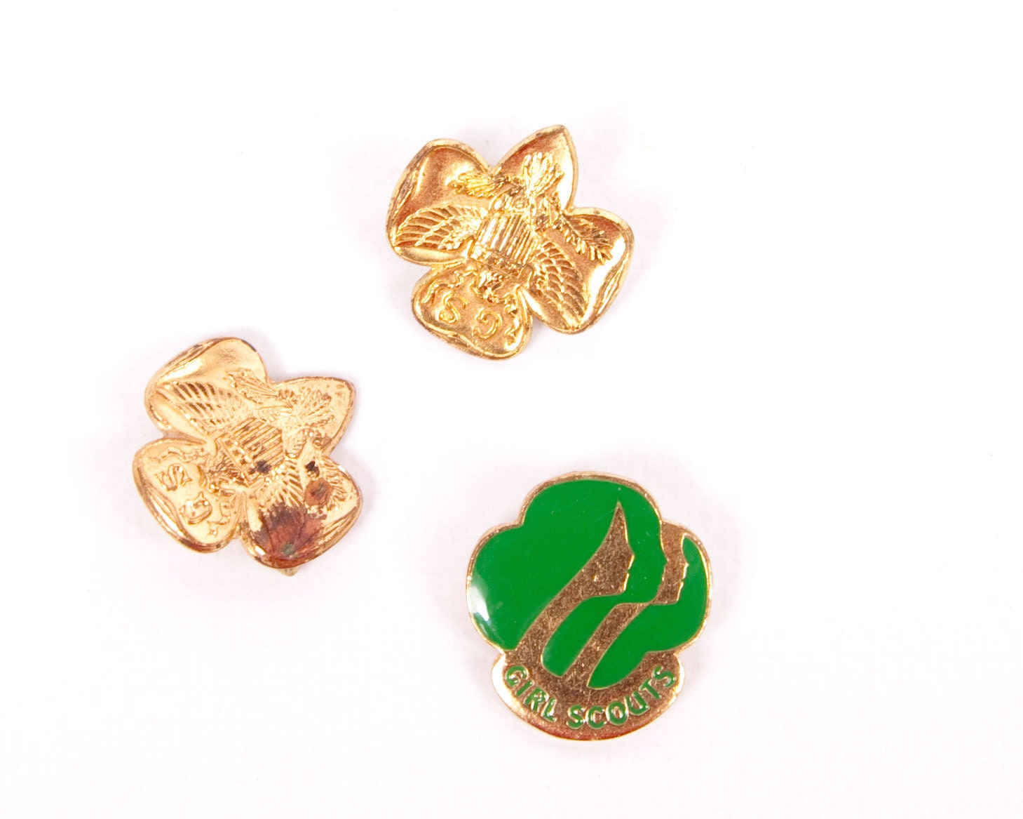 Vintage Girl Scout Pins Gold Tone Eagle Pin Membership Pin Lot