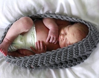 Crochet Baby Cocoon Grey Newborn Photo Prop