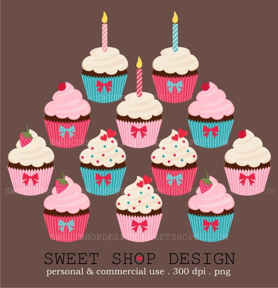 50% Off Sale - Cupcakes Clip Art, Food Clip Art, Baking or Bakery Clip Art, Royalty Free Clip Art, Birthday, Instant Download Il_570xn