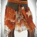 Bali wood shop leather and lace skirt brown and orange - gypsy - fairy - steampunk - amazone - trance - tribal - nomad