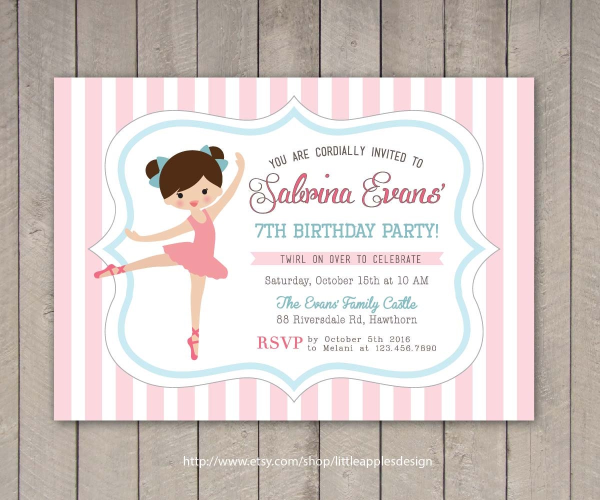 Ballerina Birthday Invitation / Ballerina invitation / Ballet