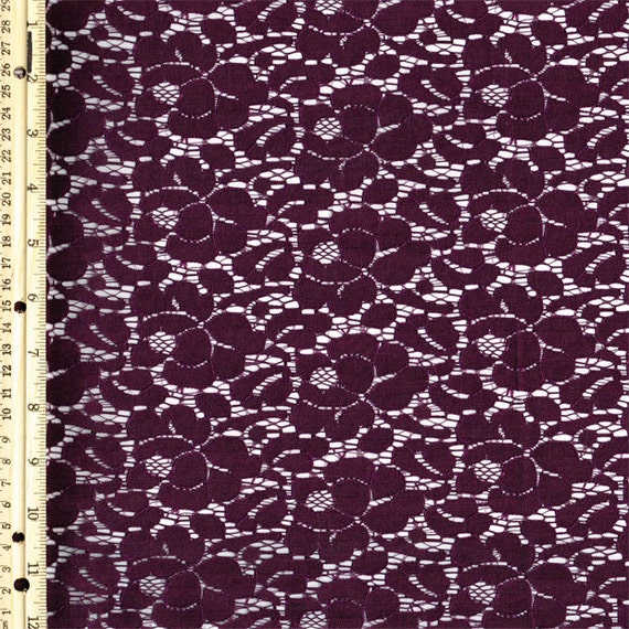 Plum Cotton Lace Fabric By The Yard Wedding Bridal Craft Lace 0825