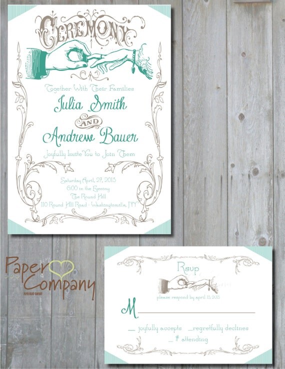 VINTAGE CEREMONY Custom Wedding Save the Date/Invitation/rsvp/Response Card/Table Number/Menu/Thank You/- You Print - diy Il_570xn