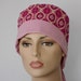 Scrub Hat Surgical Pixie Style - Pink Daisy Passion with Contrasting Pink Headband LAST ONE