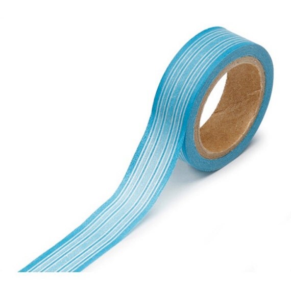 Blue Horizontal Ribbon Stripe Washi Tape - Decorative Adhesive Tape - Scrapbooking Paper Craft Party Supplies Il_570xn