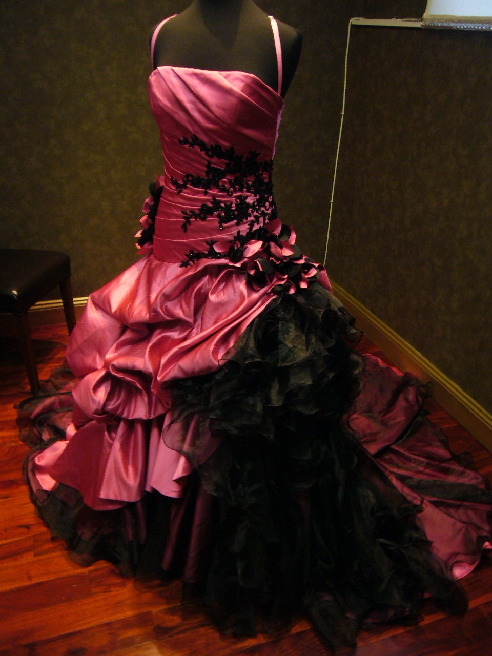Stunning Pink and Black Wedding Dress by WeddingDressFantasy