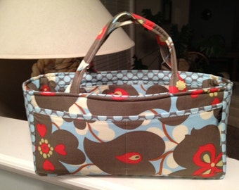 Scrapbooking Caddy | Sewing Tote | Diaper Tote | Amy Butler Lotus Morning Glory Full Moon Dot