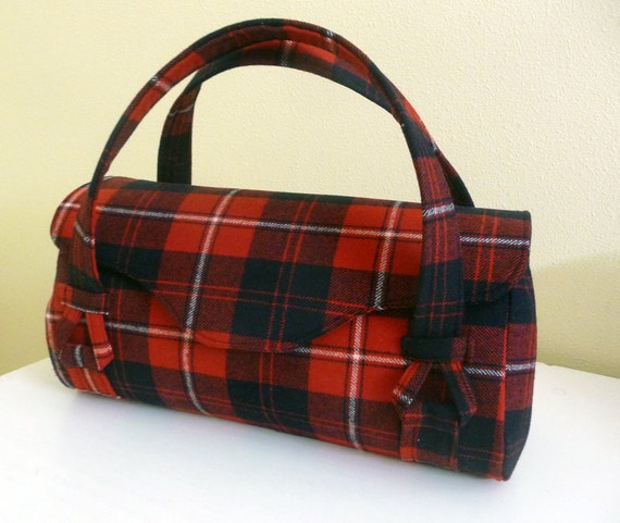 red tartan bag