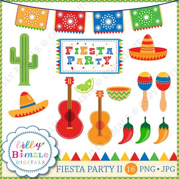 40% off Fiesta Party in Primary Colors clipart for invitations, cards ...