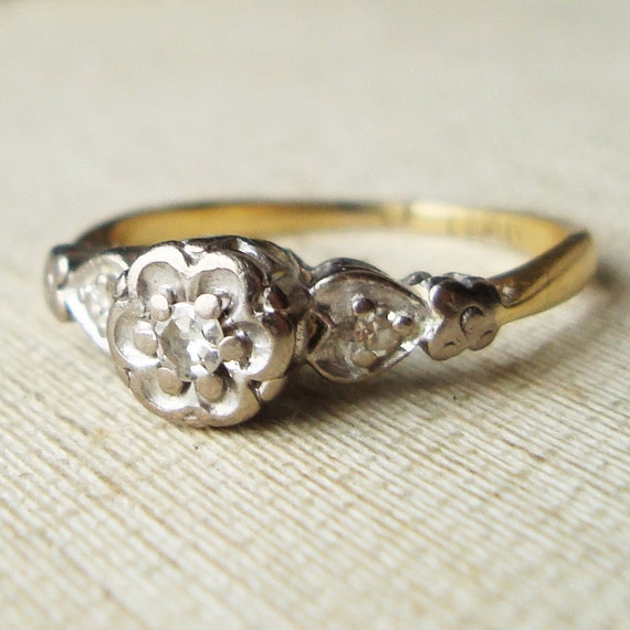 art deco flower wedding rings