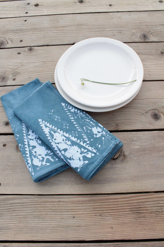 pair of slate blue dinner napkins