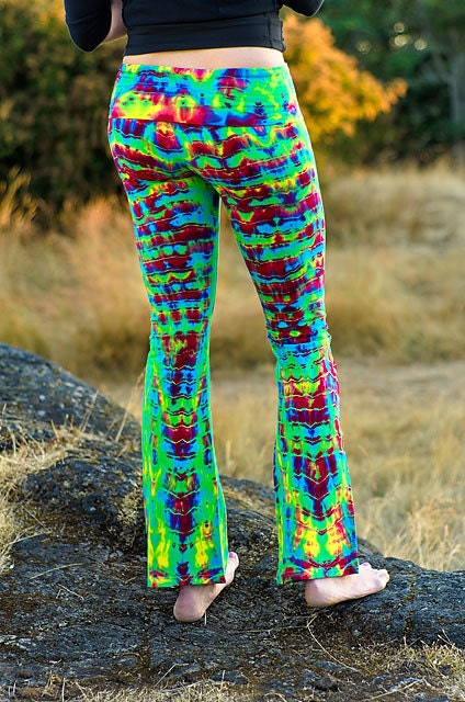 Tie Dye Psychedelic Green Hippie Yoga Dance Pant by Wildflowerdyes