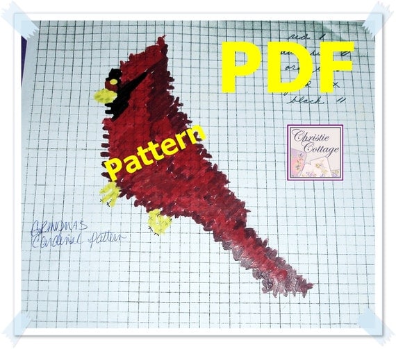 Cardinal, Needlepoint, Plastic Canvas Pattern. PDF