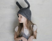 Gray Bunny Hat -- Hand Felted Wool -- Size Medium/Large
