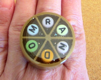 RANDOM - upcycled Trivial Pursuit Ring