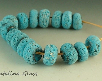 Lampwork Glass Beads SRA by Catalina Glass Turquoise Antiquity Spacers
