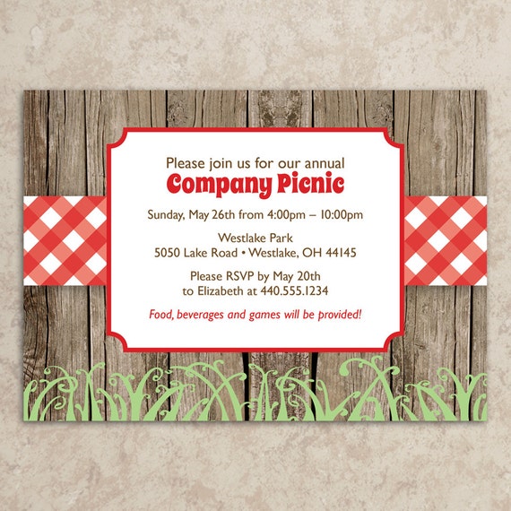 Picnic Invitation DIY Printable JPEG Company Picnic