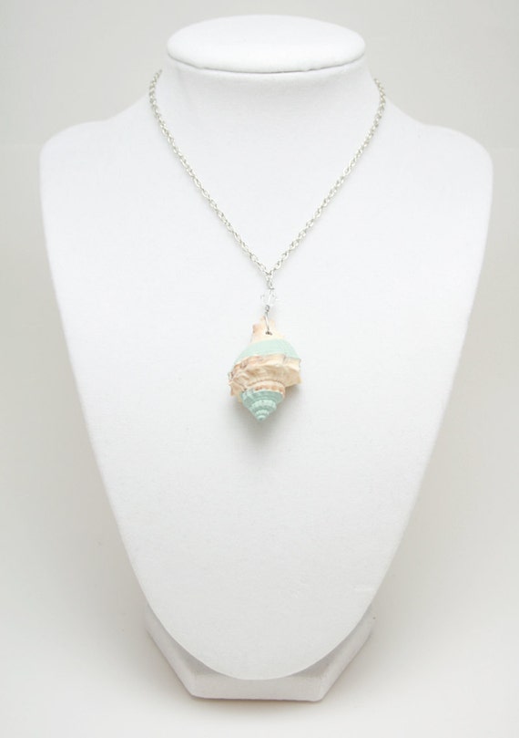 Items similar to Mint Painted Seashell Necklace on Etsy