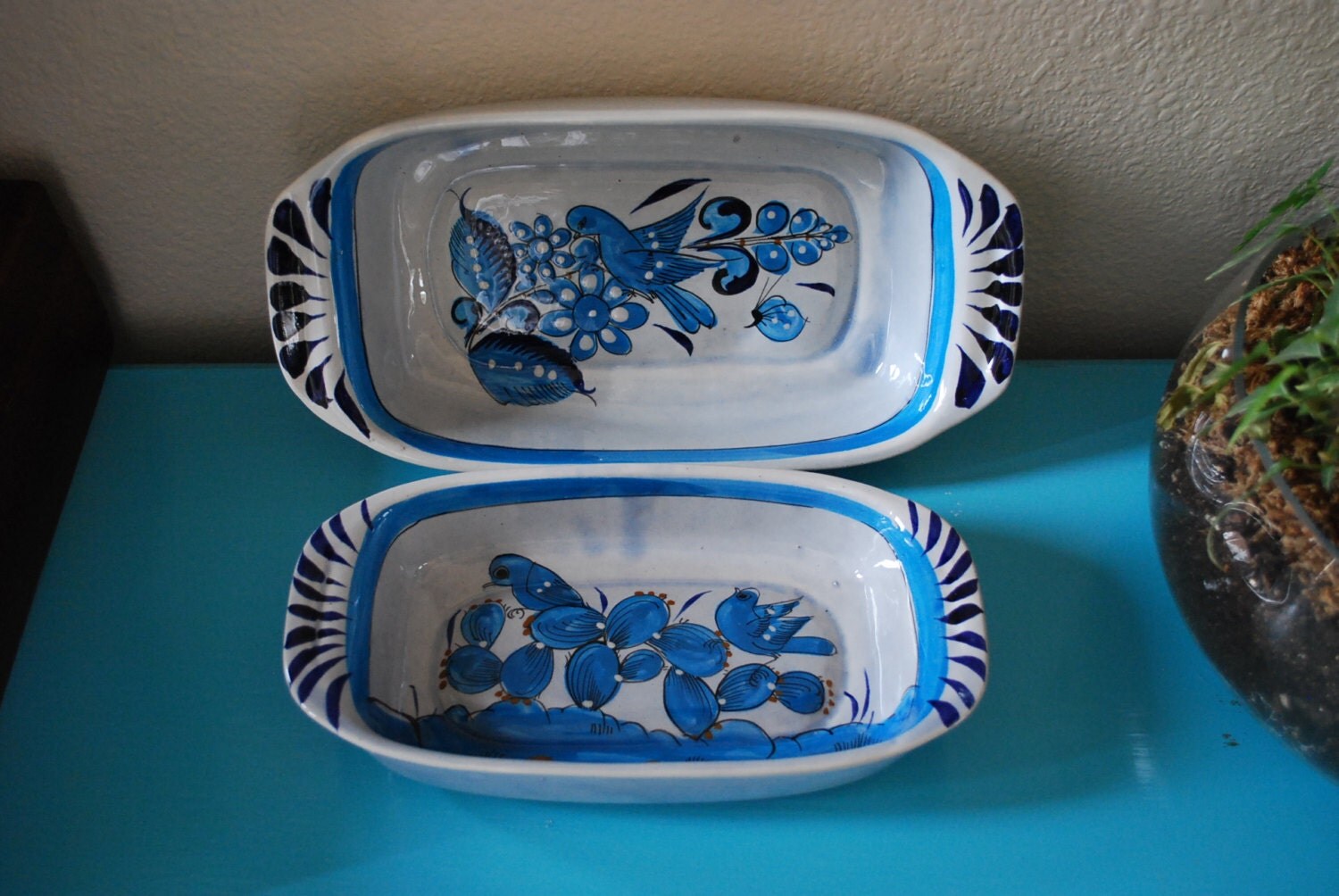 Vintage Mexican Pottery Serving Dishes by vintagebitsandpieces
