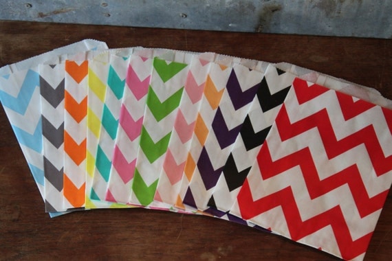 12 Chevron Favor Bags - 4-3/4 X 7.5 - You choose color -- Il_570xn