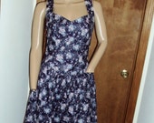 Gunne Sax Floral Sun Dress Vintage Hippie Open Back Cut-Out Bows Jessica McClintock Summer Dress Size 7