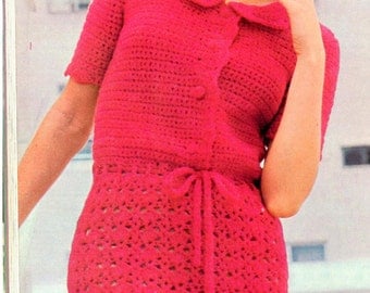 Vintage Crochet Dress with Peter Pan collar pattern - (NHK98)