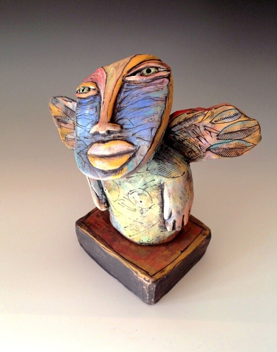 Ceramic Figure Ceramic Sculpture Butterfly Woman