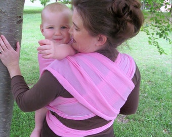 Cotton Gauze Baby Wrap Carrier, Cool Wrap - Summer Wrap Cotton Candy Pink, DVD included, lightweight wrap, supportive