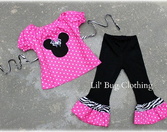 Custom Boutique Red Minnie Mouse Polka Dot Yellow Peasant Pant