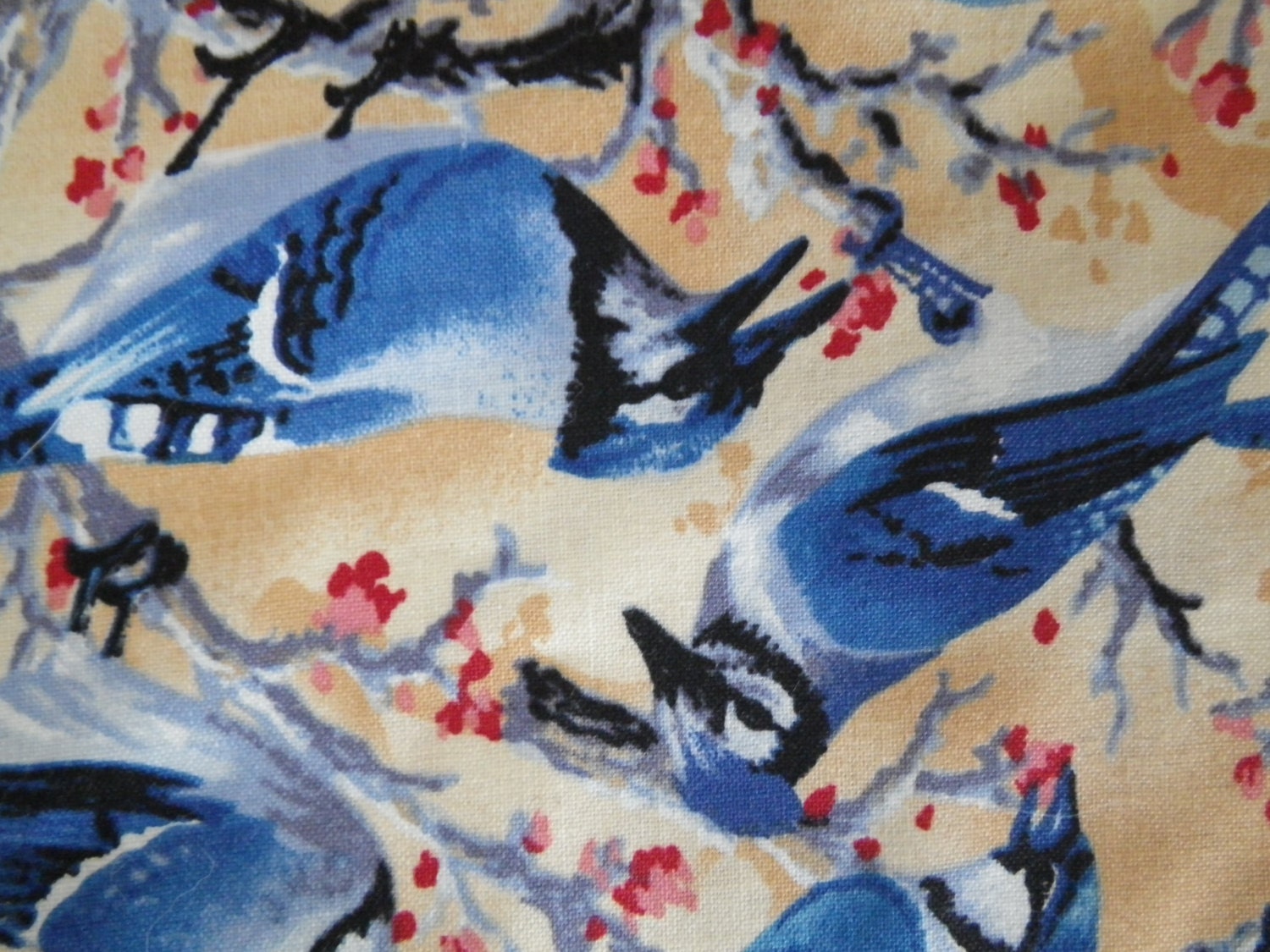 Blue jay Fabric Bird Fabric Cotton Calico 2 Yards