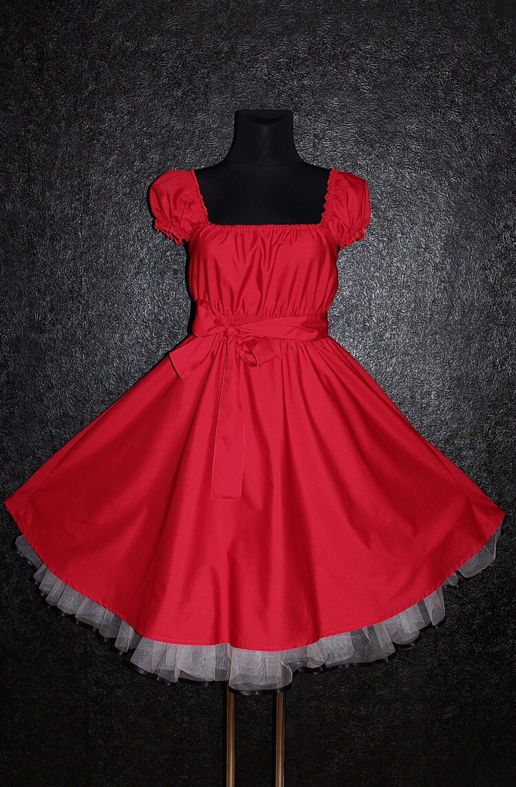 40s 50s RockaBilly Swing Dance Red Pin Up Dress by marmalademoon