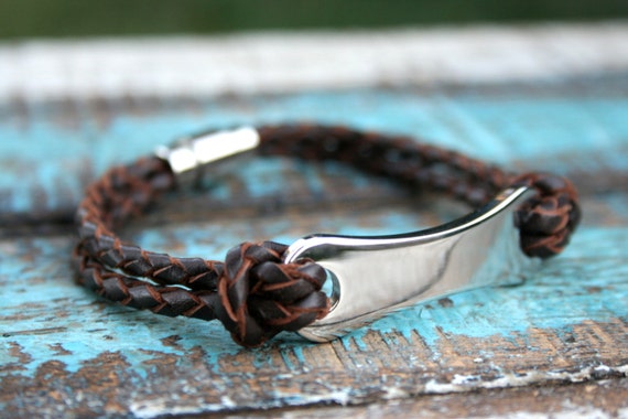 Bracelets for Men Engraved Bracelet Men&#39;s Leather by linksofhope