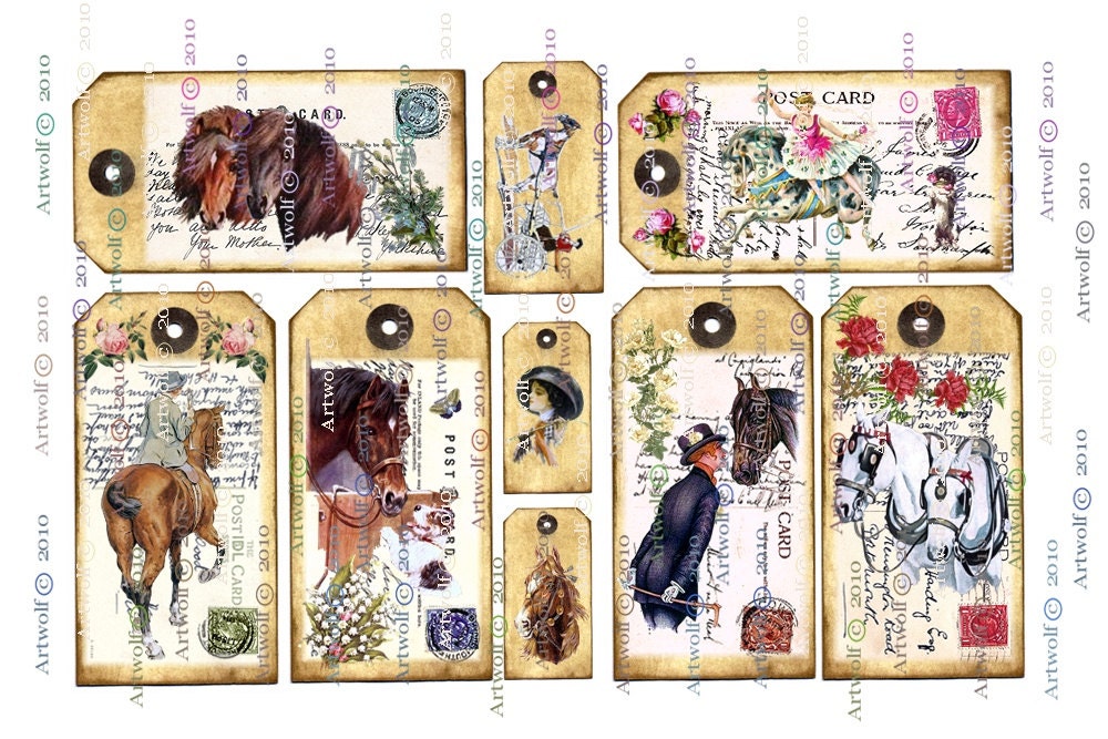 Instant Download DIGITAL HORSE TAGS Printable Digital
