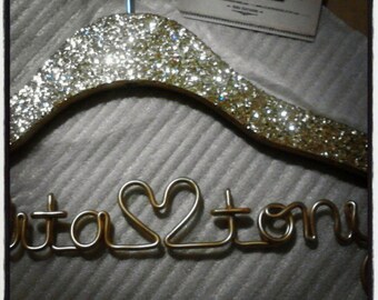 Sparkle Wedding Hanger, Personalized Hanger, Custom Hanger, Bride Hanger, Name Hanger, Bridal, Bridesmaid Gift, Glitter Wood THE ORIGINAL