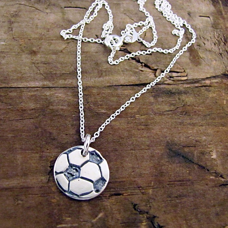 Soccer Jewelry Silver Soccer Ball Necklace Play Soccer by HANNI