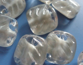 Vintage Glass Beads (8)(12x7mm) Shades Of Gray Givre German Pressed Beads