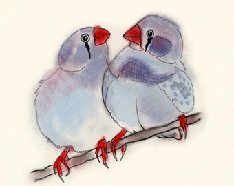 Blue Bird art - 4" X 6" bird print of watercolor painting