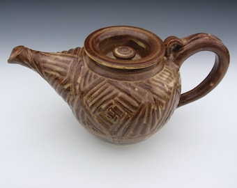 Carved Handthrown Ceramic teapot