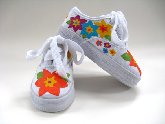 Girls Flower Shoes Children's Hand Painted by boygirlboygirldesign