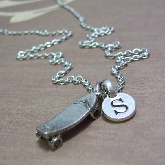 Skateboard Charm Necklace Personalized Skateboard by FiftyEighteen