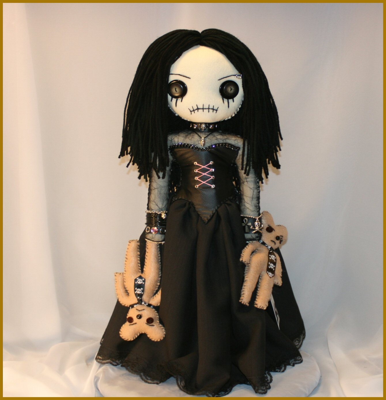 Ooak Hand Stitched Rag Doll Creepy Gothic Folk Art By Jodi