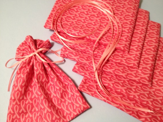 , Mini Fabric Gift Bags, 6 Ribbon Tied Favor Treat Bags, Little Cloth ...