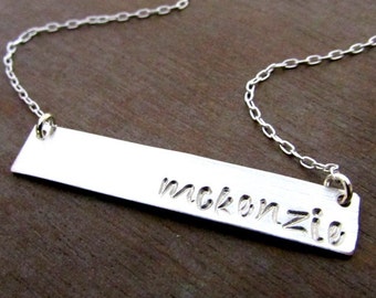 Silver Bar Necklace, Name Necklace, Silver Bar Necklace | Personalized Sterling Silver, Silver Letter Initial Necklace KATIE E Ria Designs