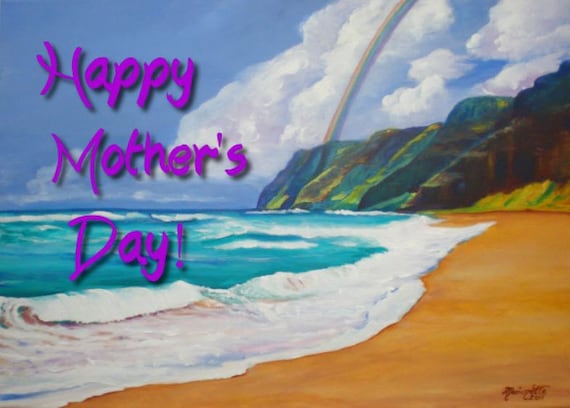 Printable DIY Mothers Day card of Polihale 5x7 pdf from Kauai