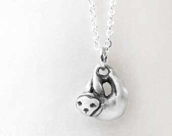 Sloth necklace, sterling silver sloth jewelry, very tiny sloth pendant necklace, eco friendly, gift for daughter, wife, girlfriend, coworker