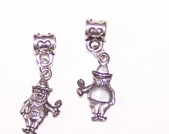 2 Silver LEPRECHAUN Bead Charm for T all Name Brand Add a Bead Bracelets